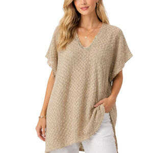 Vintage Elif by Jordan Taylor Metallic Crochet Knit Tunic Coverup USA Medium